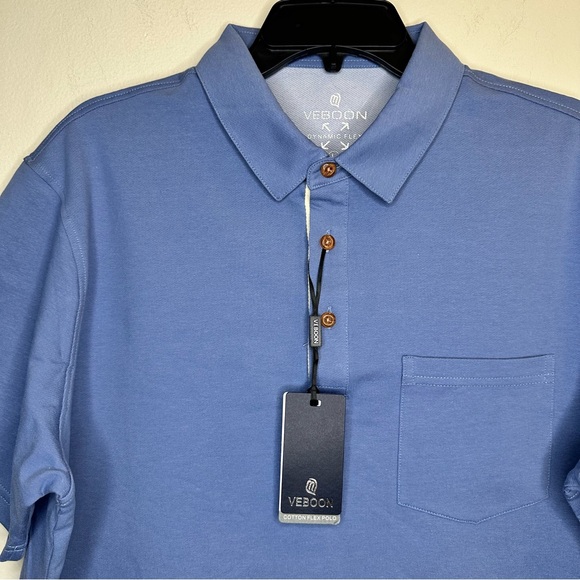 VEBOON Polo Men Collared T Shirts Front Pocket Cotton Blend Short Sleeve Tees L - Picture 2 of 8